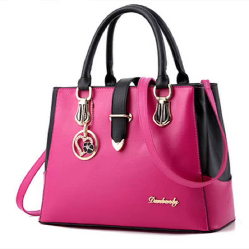 Women Handbag Patchwork Shoulder Messenger Office Work PU Leather Women Bag Ladies Luxury Handbag Vintage Large Shoulder Bag