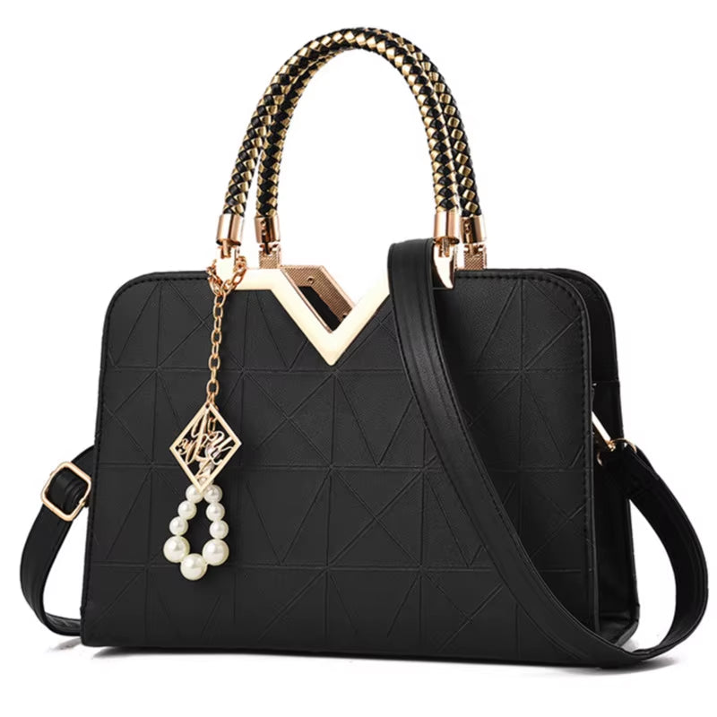 Women Handbag Patchwork Shoulder Messenger Office Work PU Leather Women Bag Ladies Luxury Handbag Vintage Large Shoulder Bag