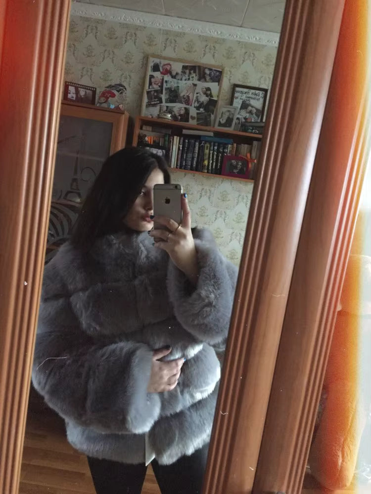 Manteau d’hiver épais pour femme – Fourrure synthétique de luxe
