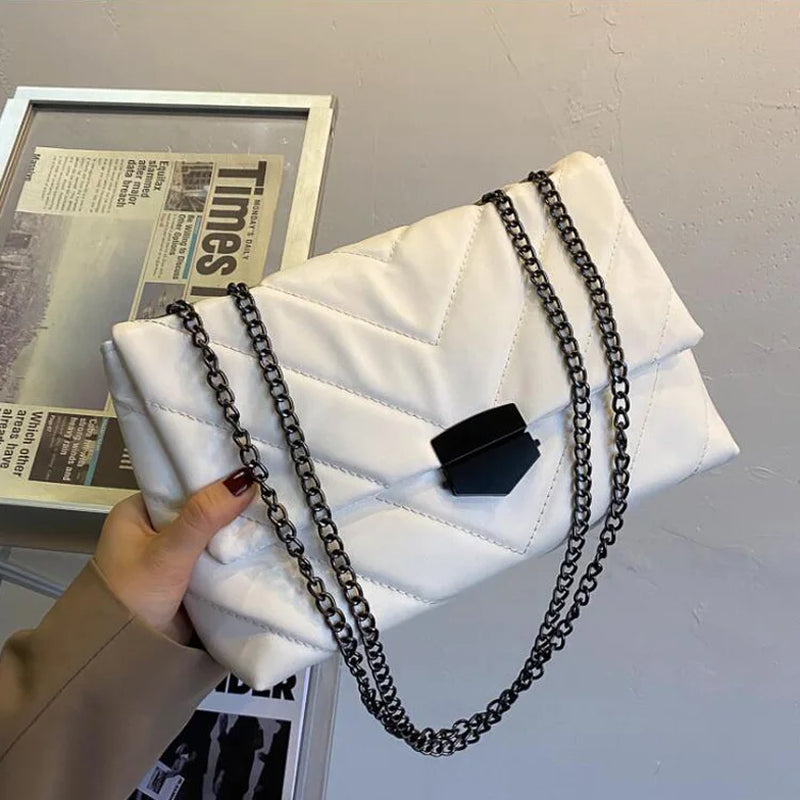 New Casual Chain Crossbody Bags for Women Fashion Simple Shoulder Bag Ladies Designer Handbags PU Leather Messenger Bags
