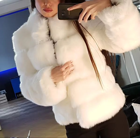 Manteau d’hiver épais pour femme – Fourrure synthétique de luxe