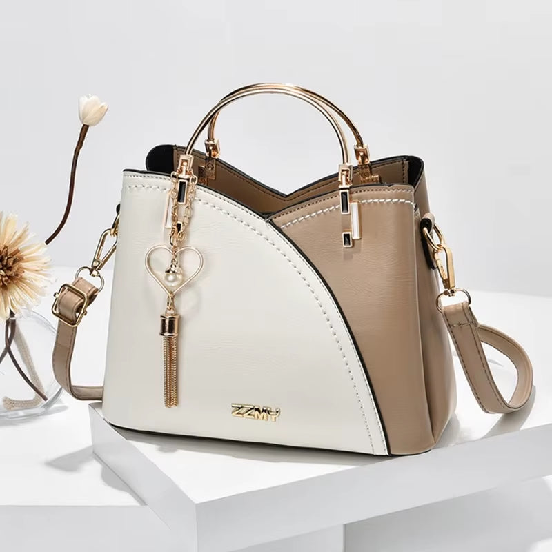 Women Handbag Patchwork Shoulder Messenger Office Work PU Leather Women Bag Ladies Luxury Handbag Vintage Large Shoulder Bag