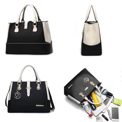 Women Handbag Patchwork Shoulder Messenger Office Work PU Leather Women Bag Ladies Luxury Handbag Vintage Large Shoulder Bag