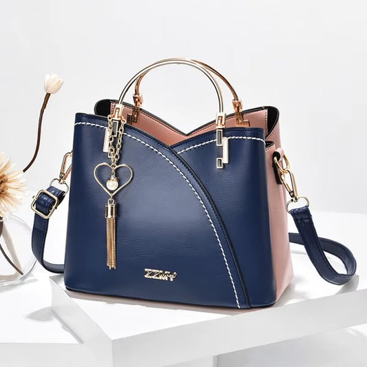 Women Handbag Patchwork Shoulder Messenger Office Work PU Leather Women Bag Ladies Luxury Handbag Vintage Large Shoulder Bag
